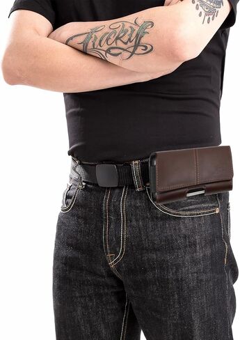 Leather Phone Holster for Men Fit to iPhone 11,12,13,14,15,16,12 Pro, 13 Pro,14 Pro, 15 Pro, 16 Pro, Cell Phone Case with Belt Clip/Loop, Carrying Pouch Phone Holder for Protective Case, Medium in Saudi Arabia
