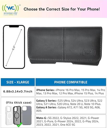 Leather Phone Holster for Men Fit to iPhone 11,12,13,14,15,16,12 Pro, 13 Pro,14 Pro, 15 Pro, 16 Pro, Cell Phone Case with Belt Clip/Loop, Carrying Pouch Phone Holder for Protective Case, Medium in Saudi Arabia