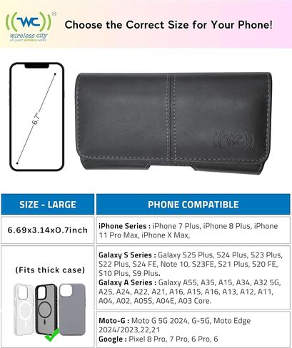 Leather Phone Holster for Men Fit to iPhone 11,12,13,14,15,16,12 Pro, 13 Pro,14 Pro, 15 Pro, 16 Pro, Cell Phone Case with Belt Clip/Loop, Carrying Pouch Phone Holder for Protective Case, Medium in Saudi Arabia