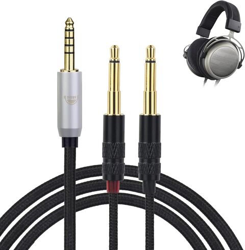 okcsc Dual 3.5mm to 4.4mm Headphone Cable for Sony MDR-Z1R MDR-Z7 MDR-Z7M2 Headphones for beyerdynamic for Denon, FIIO, Arya, SUNDARA, Ananda, 4-Core Nylon Braided OFC Upgrade Cable 6.56FT 4.4MM in Kuwait