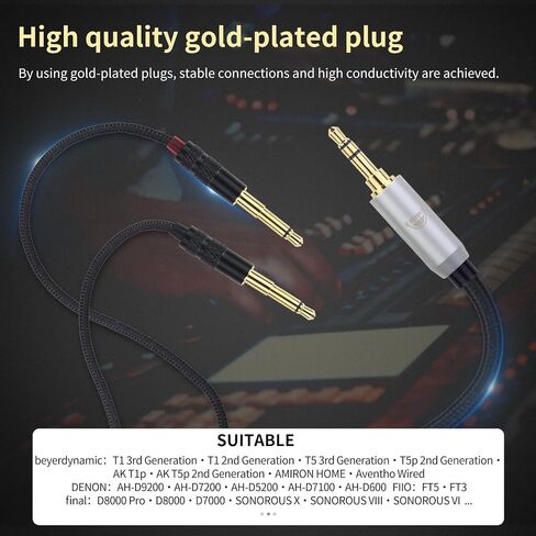 okcsc Dual 3.5mm to 4.4mm Headphone Cable for Sony MDR-Z1R MDR-Z7 MDR-Z7M2 Headphones for beyerdynamic for Denon, FIIO, Arya, SUNDARA, Ananda, 4-Core Nylon Braided OFC Upgrade Cable 6.56FT 4.4MM in Kuwait