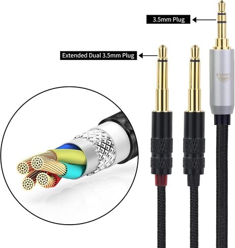 okcsc Dual 3.5mm to 4.4mm Headphone Cable for Sony MDR-Z1R MDR-Z7 MDR-Z7M2 Headphones for beyerdynamic for Denon, FIIO, Arya, SUNDARA, Ananda, 4-Core Nylon Braided OFC Upgrade Cable 6.56FT 4.4MM in Kuwait