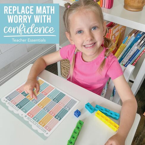 Boho Multiplication And Division Chart Small - Kids Multiplication Charts Laminated, Times Table Chart, Multiplication Poster, Multiplication Table Chart, Laminated Multiplication Charts For Kids in Saudi Arabia