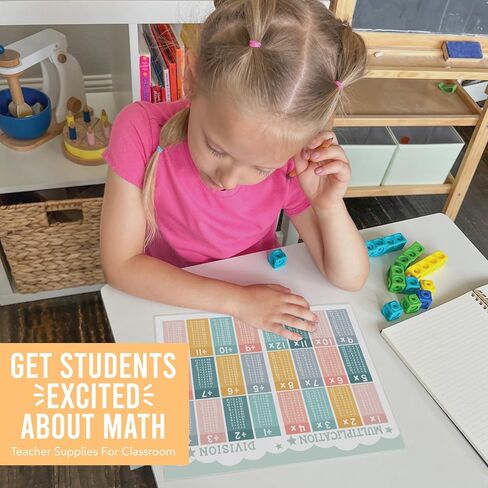 Boho Multiplication And Division Chart Small - Kids Multiplication Charts Laminated, Times Table Chart, Multiplication Poster, Multiplication Table Chart, Laminated Multiplication Charts For Kids in Saudi Arabia