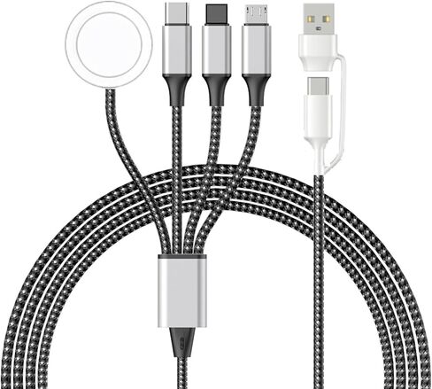 4 في 2 كبل شحن متعدد الشحن لشاحن Apple Watch ، تمت ترقيته اللاسلكية USB C Iwatch Charger فرض شحن سريع مع النوع C/Light-Ring مع IWATCH Ultra SE 10-1 ، I-Phone 16-11 ، Android (4 أقدام) in Saudi Arabia