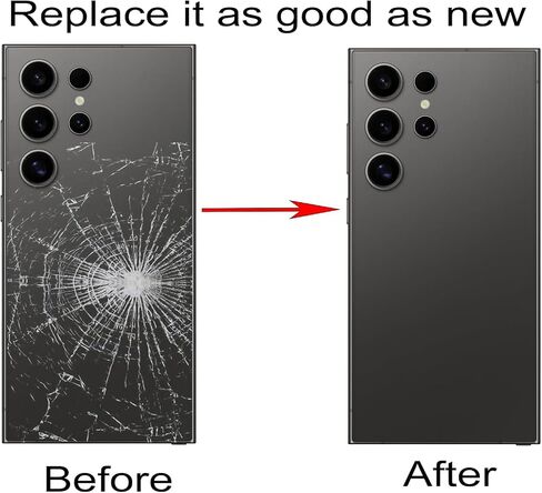 S24 Ultra Back Glass Replacement for Samsung Galaxy S24 Ultra 5G Back Glass Cover for Galaxy S24 Ultra Back Glass with Pre-Installed Camera Lens and Adhesive + Repair Tool Kits (Dark Gray) in Saudi Arabia