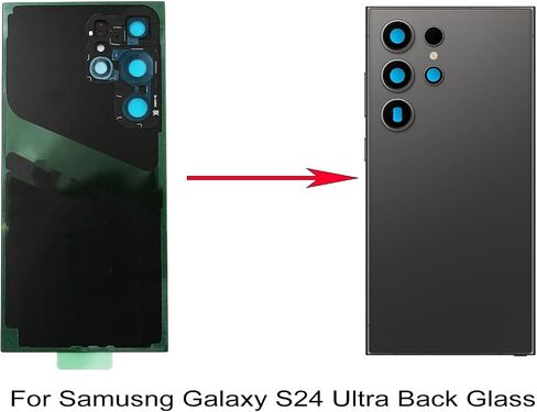 S24 Ultra Back Glass Replacement for Samsung Galaxy S24 Ultra 5G Back Glass Cover for Galaxy S24 Ultra Back Glass with Pre-Installed Camera Lens and Adhesive + Repair Tool Kits (Dark Gray) in Saudi Arabia