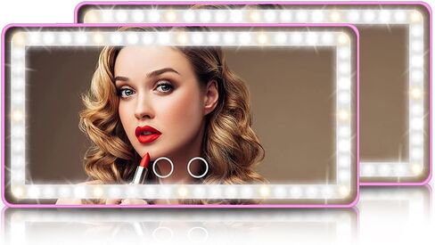 Car Sun Visor Vanity Mirror, Makeup Mirror with 3 Color Led Light, Rechargeable Car Mirror with Dimmable Touch Screen, Rear View Sun Shading Travel Cosmetic Mirror for Car Truck SUV in Saudi Arabia