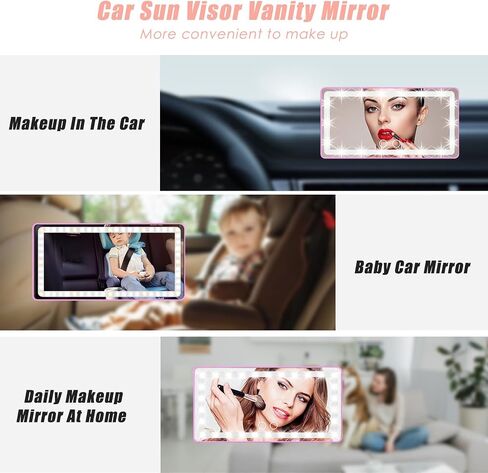 Car Sun Visor Vanity Mirror, Makeup Mirror with 3 Color Led Light, Rechargeable Car Mirror with Dimmable Touch Screen, Rear View Sun Shading Travel Cosmetic Mirror for Car Truck SUV in Saudi Arabia