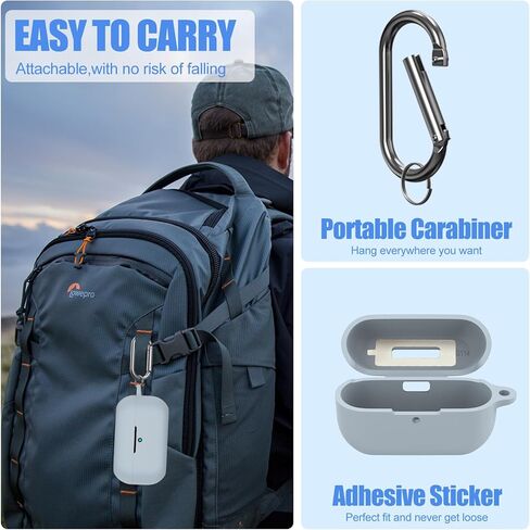 for Technics EAH-AZ100 Case Cover, Soft Silicone Protective Earbuds Case, Only Compatible with Technics EAH-AZ100 with Carabiner & Cleaner Kit Accessories Set(Black) in Kuwait