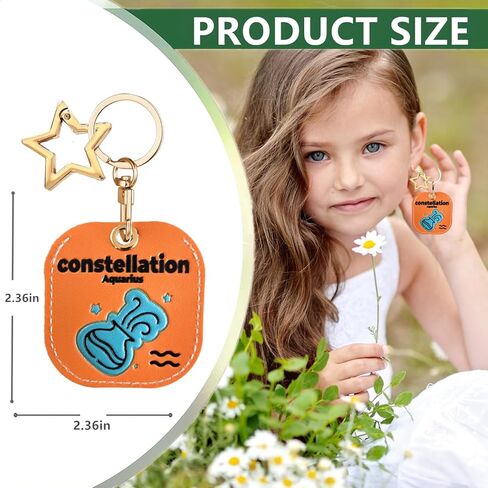 Leather Constellation Airtag Keychain Case Holder,Cute Protective Apple Air Tag Cover with Star Key Ring,Anti-Scratch Hidden Finder GPS Tracker Case for Wallet Keys,Bag,Pets,Backpack(Capricorn) in Kuwait