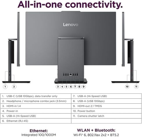 Lenovo ThinkCentre Business All-in-one Computer, 27" FHD IPS Display, 13th Gen Intel Core i5-13420H Processor, 16GB DDR5 RAM, 512GB PCIe SSD, Wi-Fi 6, Webcam, HDMI, USB-C, Windows 11 Pro in Saudi Arabia