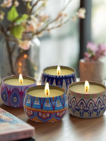 Christmas Scented Candles Gifts for Women, 4-Pack 4.4 Oz Sweet Christmas Candles for Home Scented, Long-Lasting Scented Soy Candles for Mother's Day, Thanksgiving Day, Christmas and New Year. in Saudi Arabia