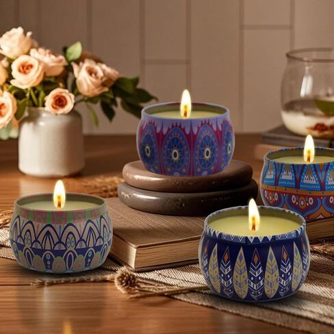 Christmas Scented Candles Gifts for Women, 4-Pack 4.4 Oz Sweet Christmas Candles for Home Scented, Long-Lasting Scented Soy Candles for Mother's Day, Thanksgiving Day, Christmas and New Year. in Saudi Arabia