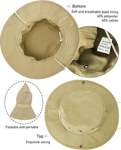 Fishing Sunblock Bucket Hats for Men Women UPF 50+ UV-Protection Cotton Foldable Hiking Garden Safari Beach Boonie Hat in Kuwait