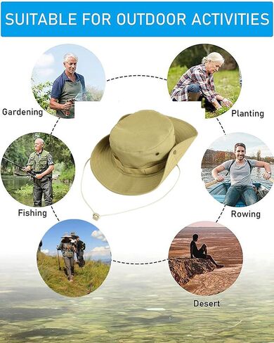 Fishing Sunblock Bucket Hats for Men Women UPF 50+ UV-Protection Cotton Foldable Hiking Garden Safari Beach Boonie Hat in Kuwait