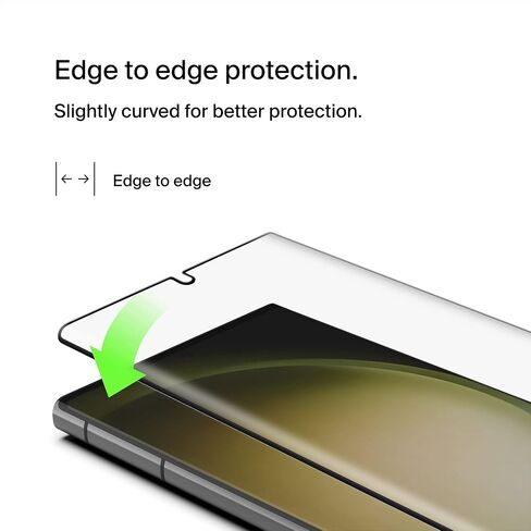 Belkin ScreenForce TrueClear Curve Blue Light Filter Screen Protector for Galaxy S23 Ultra with Edge-to-Edge Fit & Flawless Application w/Included Easy Align Tray for Bubble-Free Application in Saudi Arabia