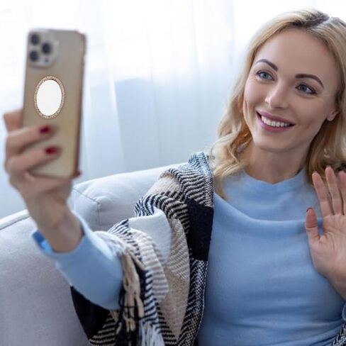 2 PCS Mirror Mirror Phone Phone Back Lathesive Mirror Charm Sticker Square Make Up Manust مع أحجار الراين للهاتف الذكي للملحقات الخلفية للهاتف المحمول سحر المرآة in Kuwait