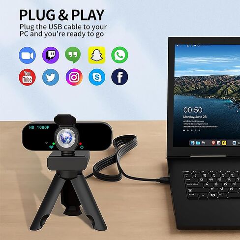 2K Webcam for pc, Plug & Play USB Webcam for Online Classes, Video Calling, Live Streaming in Saudi Arabia