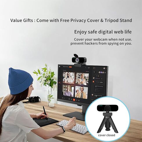 2K Webcam for pc, Plug & Play USB Webcam for Online Classes, Video Calling, Live Streaming in Saudi Arabia