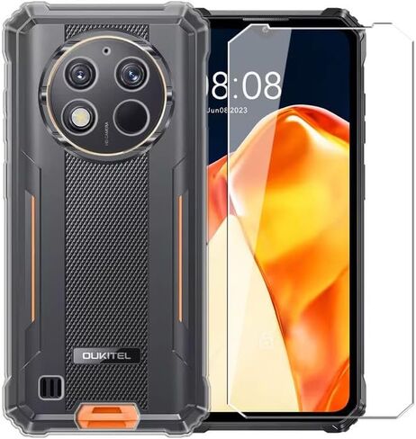 Case for Oukitel G1 + Glass Screen Protector Film - Silicone شفافة ناعمة مرنة الصدمة قشرة حماية TPU لـ OUKITEL G1 (CLEAR) in Kuwait