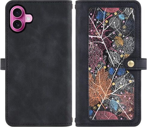 علبة الهاتف لـ iPhone 16 Plus 6.7 بوصة تغطية محفظة مع حامي الشاشة وحزام معصم Crossbody Leather Pattern Pattern zipper حامل بطاقة الائتمان Stand I Phone6 ​​16+ I16 + 16Plus Women Men Blue in Kuwait