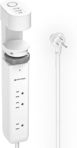Desk Clamp Power Strip with USB-C, 1020J Surge Protector, 20W PD Fast Charging, Under Desk Mount Power Strip with Wide-Spaced Outlets, Flat Plug, 6FT Cord, Fits Up to 2" Tables,ETL Listed (15A/1875W) in Kuwait