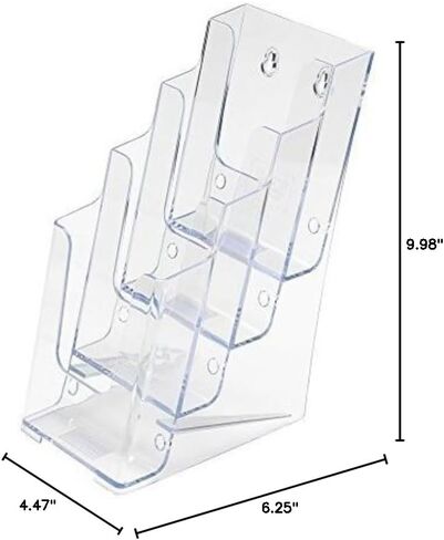 SOURCEONE.ORG Premium Brochures Holder for 4" Trifold Booklets – 4-Tier – Clear Acrylic Countertop Organizer in Saudi Arabia