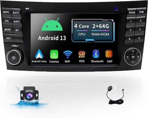 7 Inch 2+64G Car Stereo for Mercedes Benz E Class W211 E200 Carplay Android 13 Auto Radio Upgrade Bluetooth 2002-2009 Dsp Navigation GPS in Saudi Arabia
