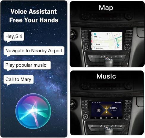 7 Inch 2+64G Car Stereo for Mercedes Benz E Class W211 E200 Carplay Android 13 Auto Radio Upgrade Bluetooth 2002-2009 Dsp Navigation GPS in Saudi Arabia