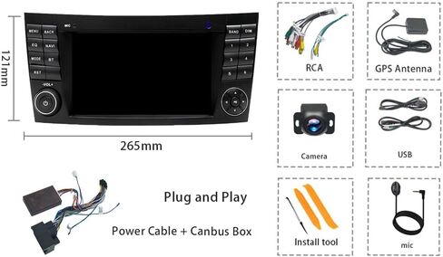 7 Inch 2+64G Car Stereo for Mercedes Benz E Class W211 E200 Carplay Android 13 Auto Radio Upgrade Bluetooth 2002-2009 Dsp Navigation GPS in Saudi Arabia