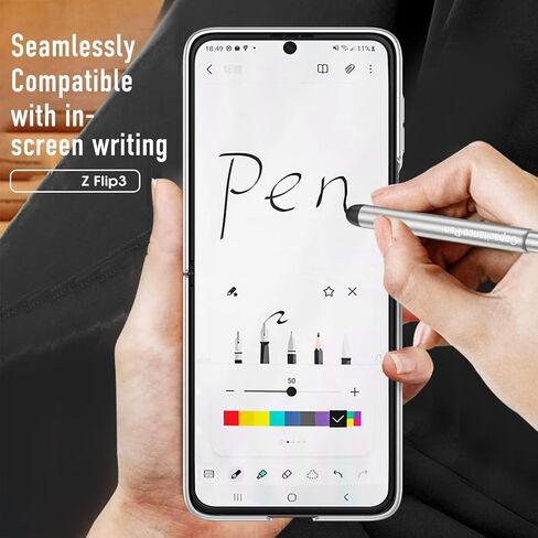 for Samsung Galaxy Z Flip 3 Case with Pen and Ring,Ultra Thin Matte Leather Anti-Drop Phone Cover with Camera Screen Protector for Samsung Galaxy Z Flip 3 5G(ZFlip3-Purple) in Saudi Arabia