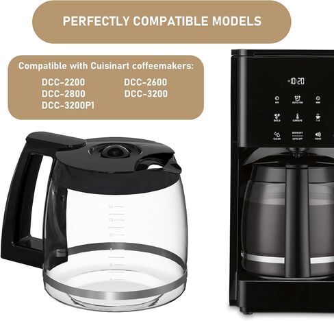 14-Cups Coffee Carafe Replacement Pot Compatible with Cuisinart Coffee Machine DCC-2200RC, DCC-2200, DCC-3200, DCC-3200P1, DCC-3200FR, DCC-3200CPAMZ, DCC-2600, DCC-2800,DCC-1800FR, CBC-7400 CBC-7000PC in Kuwait