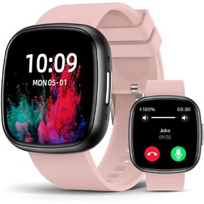 الساعات الذكية للرجال للنساء مع اتصال Bluetooth 1.72 "HD Touch Screen Litness Watch مع معدل ضربات القلب/شاشة النوم ، 100+ أوضاع رياضية متتبع اللياقة البدنية مع IP68 مقاومة للماء لنظام التشغيل Android ، الوردي