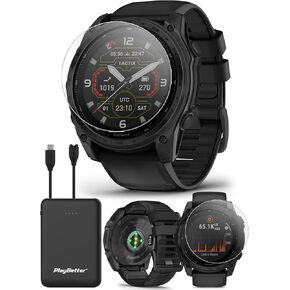 Garmin tactix 8 Solar: AB Elite (51mm) Premium Tactical GPS Smartwatch Bundle - Applied Ballistics Ultralight Solver, Built-in LED Flashlight with PlayBetter Portable Charger & HD Screen Protectors