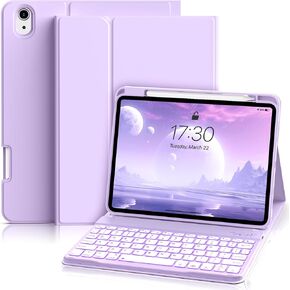 Case with Keyboard for iPad (A16) 11th / 10th Generation 11 inch 2025/10.9 inch 2022, 7 Colors Backlit Detachable Keyboard, Stand Folio Keyboard Cover with Pencil Holder, Light Pink