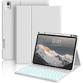 aoub Keyboard Case for iPad 11th (A16) / 10th Generation 11/10.9 Inch 2025/2022 with Pencil Holder - 7 Colors Backlit, Wireless Detachable Folio Keyboard Soft TPU Back Cover - Dark Green