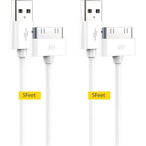 iPhone 4 4s Charger Cable iPad Charger, 2Pack 5 Feet Certified 30-Pin Charging Cable Compatible for iPad 1/2/3, iPhone 4/4S, iPhone 3G/3GS, iPod Nano 5th/6th and iPod Touch 3rd/4th gen
