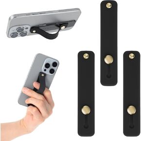 3 Pcs Phone Loop Finger Holder Universal Portable Kickstand Loopy Case Swappable for Smartphones Wireless Silicone Stretch Grip Stand for Most Mobile Phone and Tablets Black