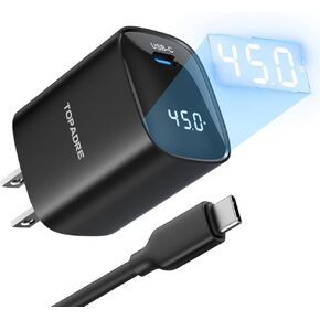 45W Super Fast Charger Type C with LED Display, PPS USB C Wall Charger with 100W Cable for Samsung Galaxy S24 Ultra/S23/Note All Series, for Galaxy Tab S 10, for iPhone 16/15 Pro/Pro Max Series, white