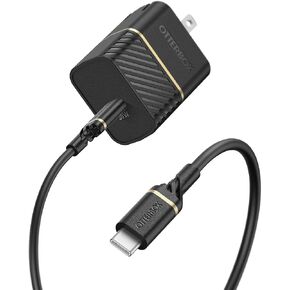 OtterBox USB-C Wall Charger, 30W + OtterBox USB C-C 1M Cable - Black Shimmer