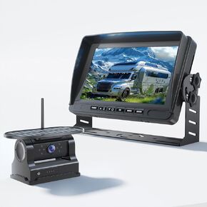 Magnetic Solar Wireless Backup Camera: 7 Inch Recording Monitor Solar RV Rear View Camera Long Battery Life Scratch-Proof - Strong Magnetic RV Camera HD 1080P for RVs Trucks Campers