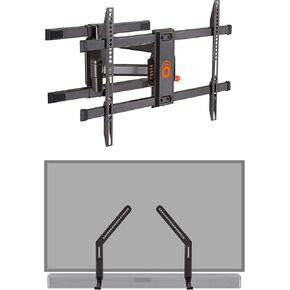 ECHOGEAR Full Motion Articulating Wall Mount & Sound Bar Mounting Bracket - for TVs Up to 82" - Height Adjustable Soundbar Mount