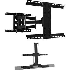 SANUS TV Mounting Bundle: Premium Full-Motion Wall Mount for Large TVs up to 90" + Soundbar TV Mount Designed for Sonos Arc Soundbar - Sturdy Construction + Smooth Extension, Swivel