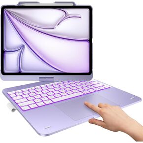 typecase Case with Keyboard for iPad Air 13-inch (M2/M3, 2024/2025) & iPad Pro 13-inch (M4), Trackpad, 360° Rotatable, 11-Colors Backlit for iPad Pro 12.9, Light Purple