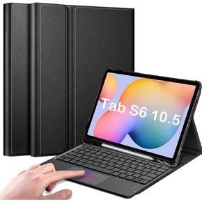 TouchPad Keyboard Case for Galaxy Tab S6 10.5" 2019 (Model SM-T860/T865/T867), [Supports S Pen Charging] Magnetically Detachable Wireless Bluetooth Keyboard with PU Leather Stand Cover, RoseGold