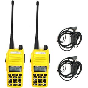2 Pack Baofeng UV-82 Ham Radio Handheld 5W Dual PTT Dual Band Portable Long Range Walkie Talkies for Adults(Yellow)