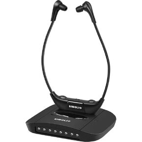 SIMOLIO Digital Wireless Headphones for TV with Clear Dialog, Wireless TV Headset System with Balance Control & Ambient Sound Listener, Earbuds for TV with Transmitter Connect to Smart & Analog TV