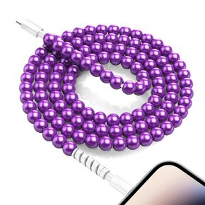 WESADN for iPhone Charging Cable Fast Charging Cord 3.3FT [MFi Certified] Beaded Charging Cable Cute USB C Cable 66W Charger Cord for iPhone 14 13 12 11 Pro Max XS XR 8 7 Plus for iPad Pro, Purple