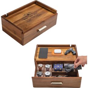 Shanik Docking Station Organizer - Versatile Multi-Purpose Organizer with Charging Station - Elegant Wood Docking for Electronics, Office Supplies, Cosmetics, and Keys